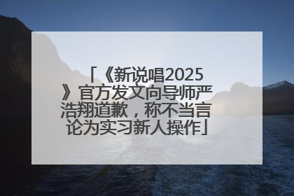 《新说唱2025》官方发文向导师严浩翔道歉，称不当言论为实习新人操作