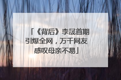 《背后》李晟首期引爆全网，万千网友感叹母亲不易