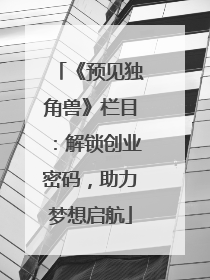 《预见独角兽》栏目：解锁创业密码，助力梦想启航