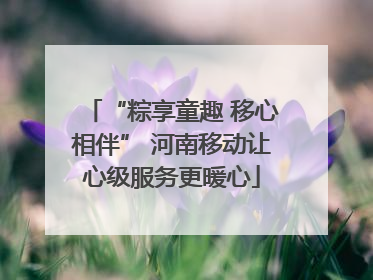 “粽享童趣 移心相伴” 河南移动让心级服务更暖心