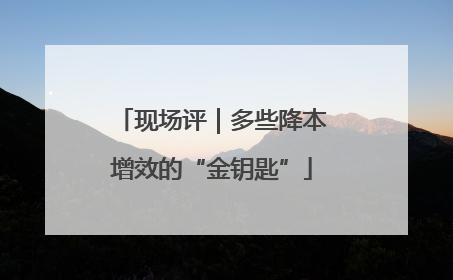 现场评｜多些降本增效的“金钥匙”