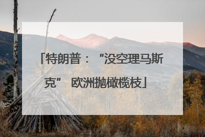 特朗普：“没空理马斯克” 欧洲抛橄榄枝