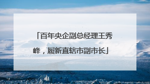 百年央企副总经理王秀峰，履新直辖市副市长