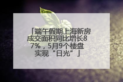 端午假期上海新房成交面积同比增长87%，5月9个楼盘实现“日光”