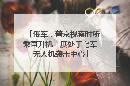 俄军：普京视察时所乘直升机一度处于乌军无人机袭击中心