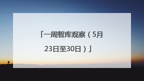 一周智库观察（5月23日至30日）
