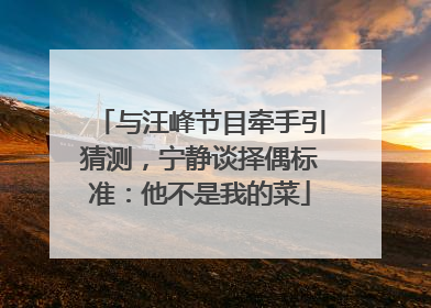 与汪峰节目牵手引猜测，宁静谈择偶标准：他不是我的菜