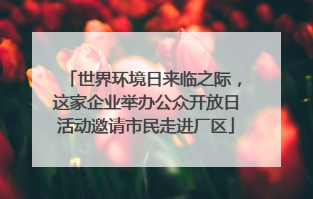 世界环境日来临之际，这家企业举办公众开放日活动邀请市民走进厂区