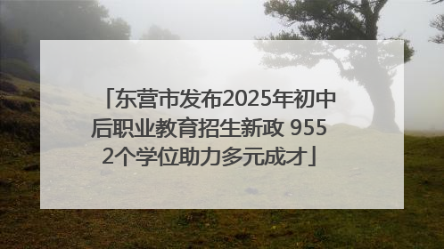 东营市发布2025年初中后职业教育招生新政 9552个学位助力多元成才