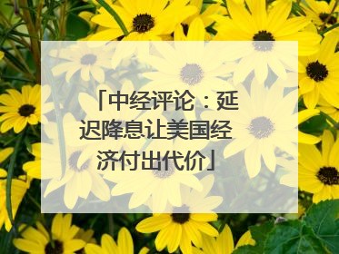 中经评论：延迟降息让美国经济付出代价