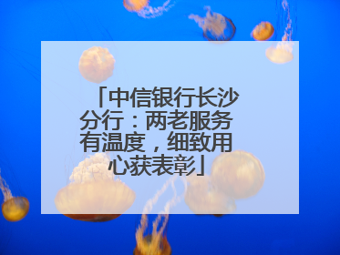 中信银行长沙分行：两老服务有温度，细致用心获表彰