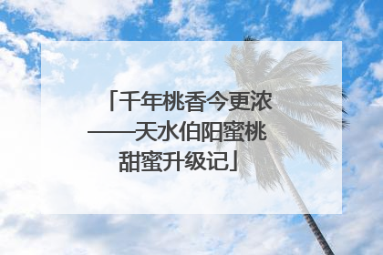 千年桃香今更浓——天水伯阳蜜桃甜蜜升级记