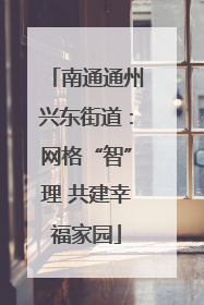 南通通州兴东街道：网格“智”理 共建幸福家园