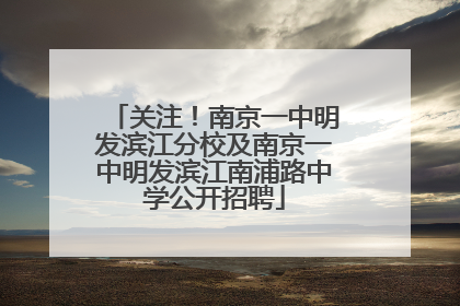 关注！南京一中明发滨江分校及南京一中明发滨江南浦路中学公开招聘