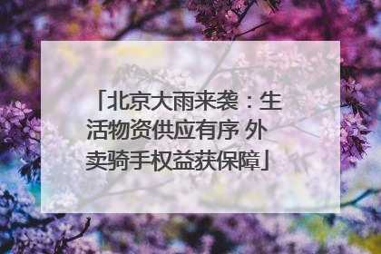 北京大雨来袭：生活物资供应有序 外卖骑手权益获保障