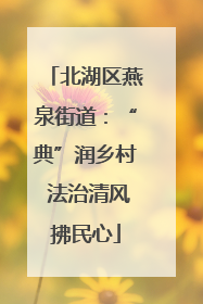 北湖区燕泉街道：“典”润乡村 法治清风拂民心