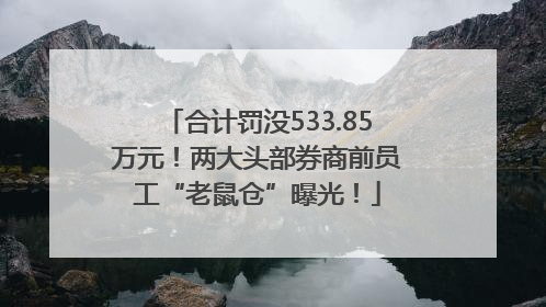 合计罚没533.85万元！两大头部券商前员工“老鼠仓”曝光！
