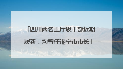 四川两名正厅级干部近期履新，均曾任遂宁市市长