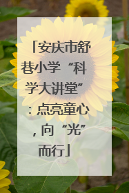 安庆市舒巷小学“科学大讲堂”：点亮童心，向“光”而行