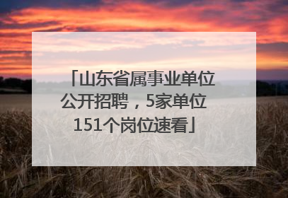 山东省属事业单位公开招聘，5家单位151个岗位速看