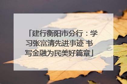 建行衡阳市分行：学习张富清先进事迹 书写金融为民美好篇章