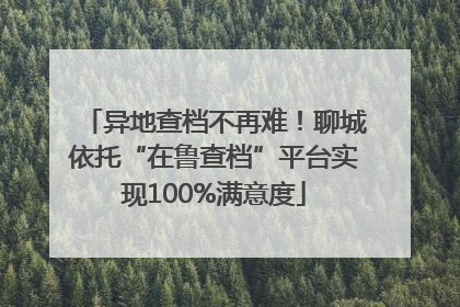 异地查档不再难！聊城依托“在鲁查档”平台实现100%满意度
