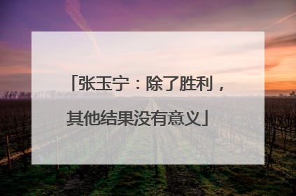 张玉宁：除了胜利，其他结果没有意义