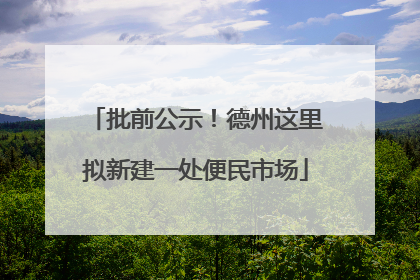 批前公示！德州这里拟新建一处便民市场