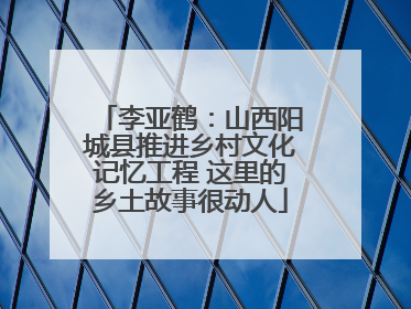 李亚鹤：山西阳城县推进乡村文化记忆工程 这里的乡土故事很动人