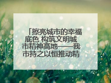 擦亮城市的幸福底色 构筑文明城市精神高地——我市持之以恒推动精神文明建设工作走深走实