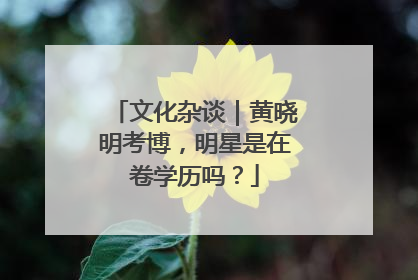 文化杂谈｜黄晓明考博，明星是在卷学历吗？