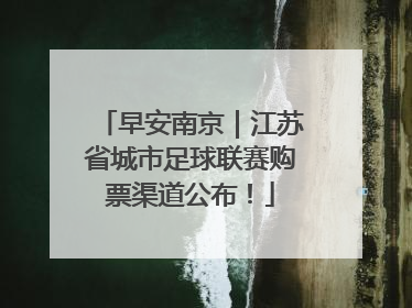 早安南京｜江苏省城市足球联赛购票渠道公布！