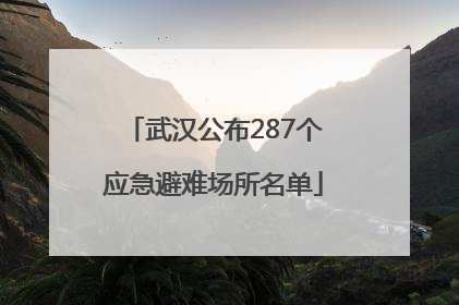 武汉公布287个应急避难场所名单