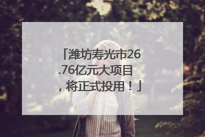 潍坊寿光市26.76亿元大项目，将正式投用！