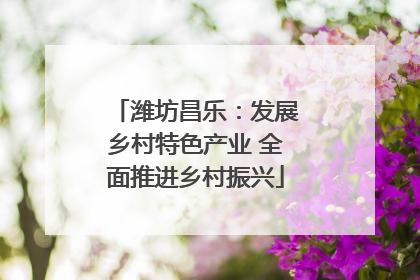潍坊昌乐：发展乡村特色产业 全面推进乡村振兴