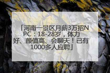 河南一景区月薪3万招NPC：18-28岁，体力好、颜值高、会聊天！已有1000多人应聘