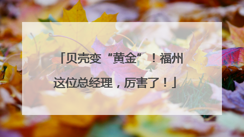 贝壳变“黄金”！福州这位总经理，厉害了！
