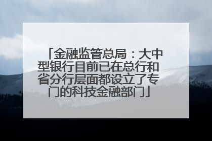 金融监管总局：大中型银行目前已在总行和省分行层面都设立了专门的科技金融部门