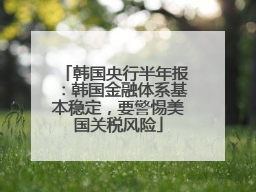 韩国央行半年报：韩国金融体系基本稳定，要警惕美国关税风险