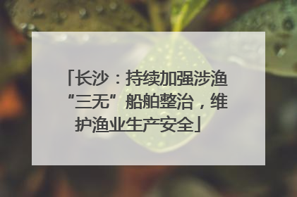 长沙：持续加强涉渔“三无”船舶整治，维护渔业生产安全