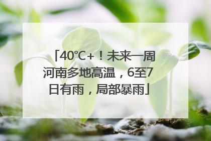 40℃+！未来一周河南多地高温，6至7日有雨，局部暴雨